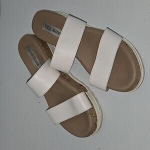 0100 Steve Madden Thalia Cork White Platform Sandal Size 9.5
